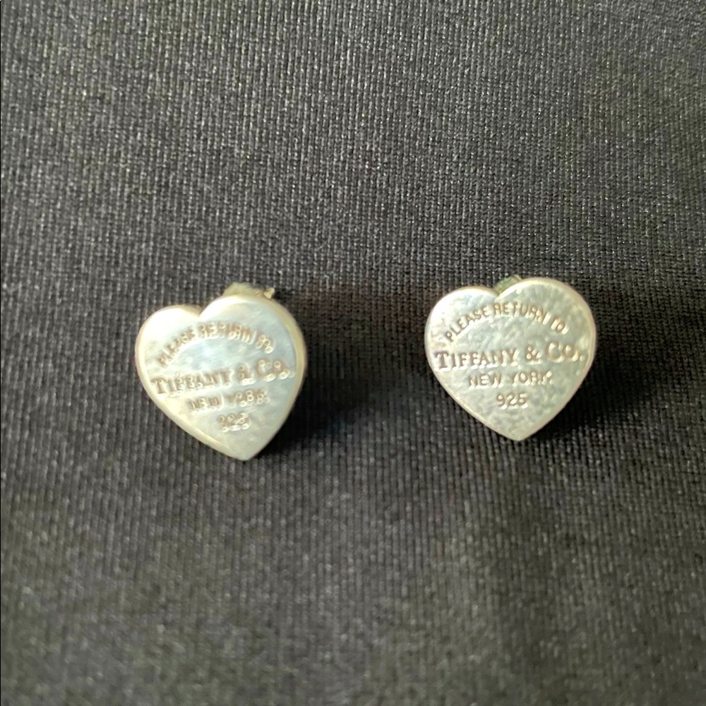 Tiffany & Co heart tag stud earrings. Silver. Mini
